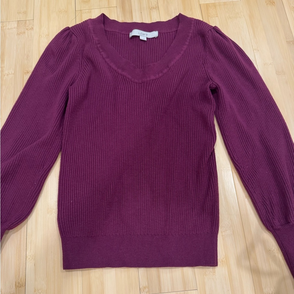 LOFT Women's V-Neck Sweater in Rich Purple